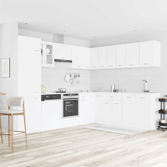 vidaXL 14 Piece Kitchen Cabinet Set Lyon" White Engineered Wood 1