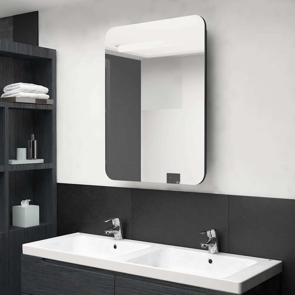 LED Bathroom Mirror Cabinet 60x11x80 cm Black
