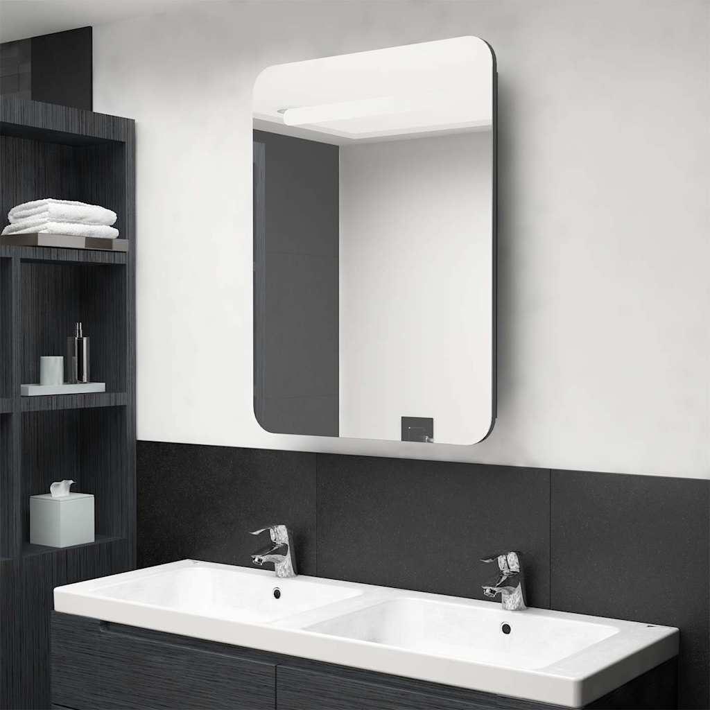 LED Bathroom Mirror Cabinet 60x11x80 cm Shining grey