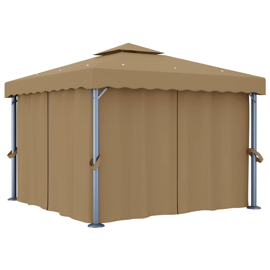 vidaXL Gazebo with Curtain 3x3 m Taupe Aluminium 1