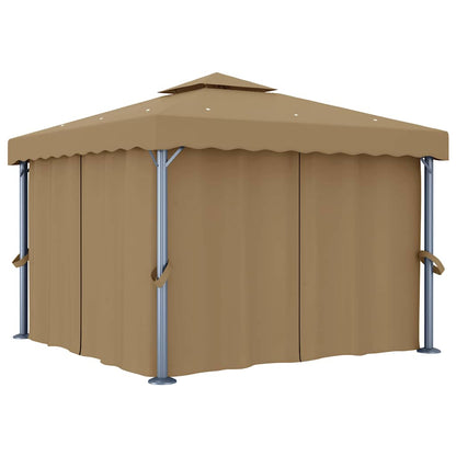 vidaXL Gazebo with Curtain 3x3 m Taupe Aluminium 1