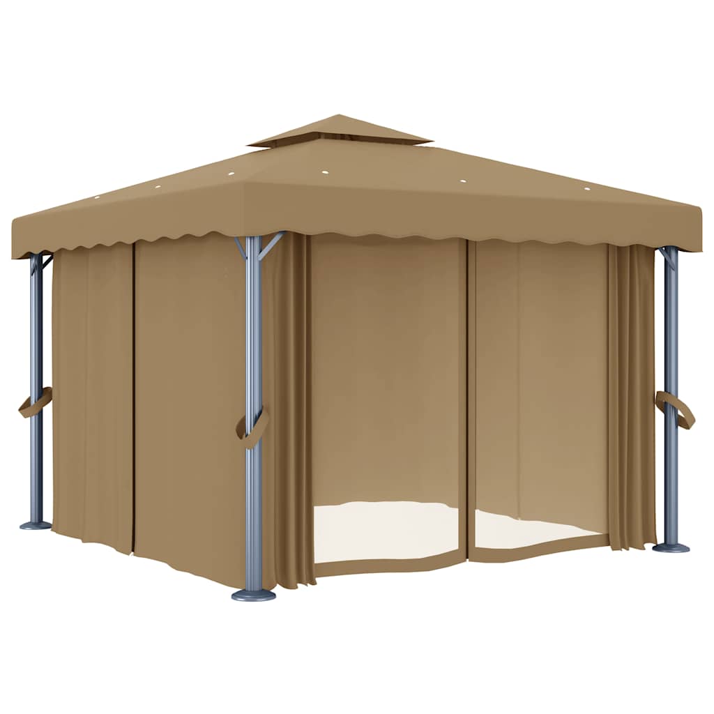 vidaXL Gazebo with Curtain 3x3 m Taupe Aluminium 2