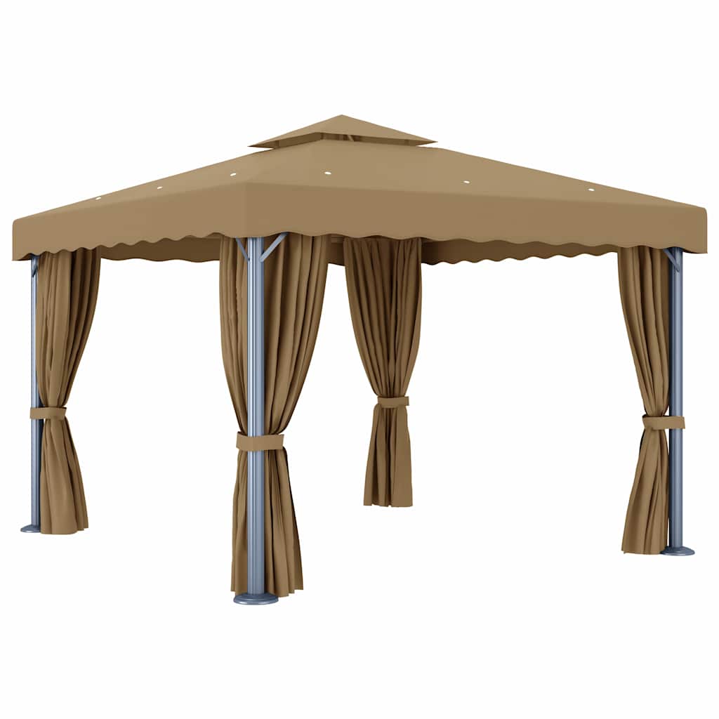 vidaXL Gazebo with Curtain 3x3 m Taupe Aluminium 4
