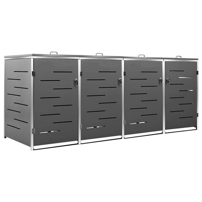 vidaXL Quadruple Wheelie Bin Shed 276.5x77.5x115 cm Stainless Steel 2