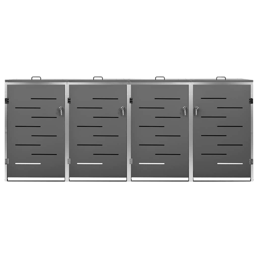 vidaXL Quadruple Wheelie Bin Shed 276.5x77.5x115 cm Stainless Steel 5