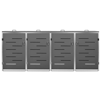 vidaXL Quadruple Wheelie Bin Shed 276.5x77.5x115 cm Stainless Steel 5