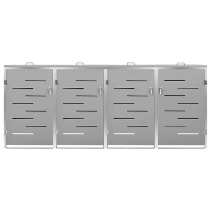 vidaXL Quadruple Wheelie Bin Shed 276.5x77.5x115 cm Stainless Steel 5