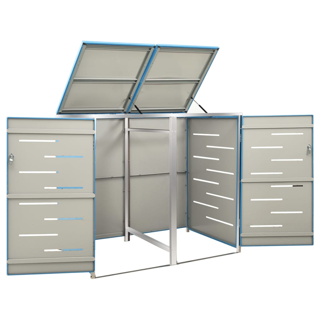 vidaXL Double Wheelie Bin Shed 138x77.5x112.5 cm Stainless Steel