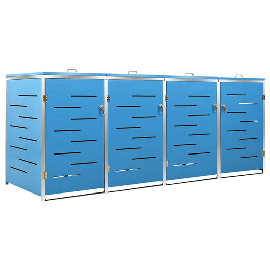 vidaXL Quadruple Wheelie Bin Shed 276.5x77.5x115 cm Stainless Steel 2