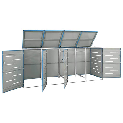 vidaXL Quadruple Wheelie Bin Shed 276.5x77.5x115 cm Stainless Steel 3