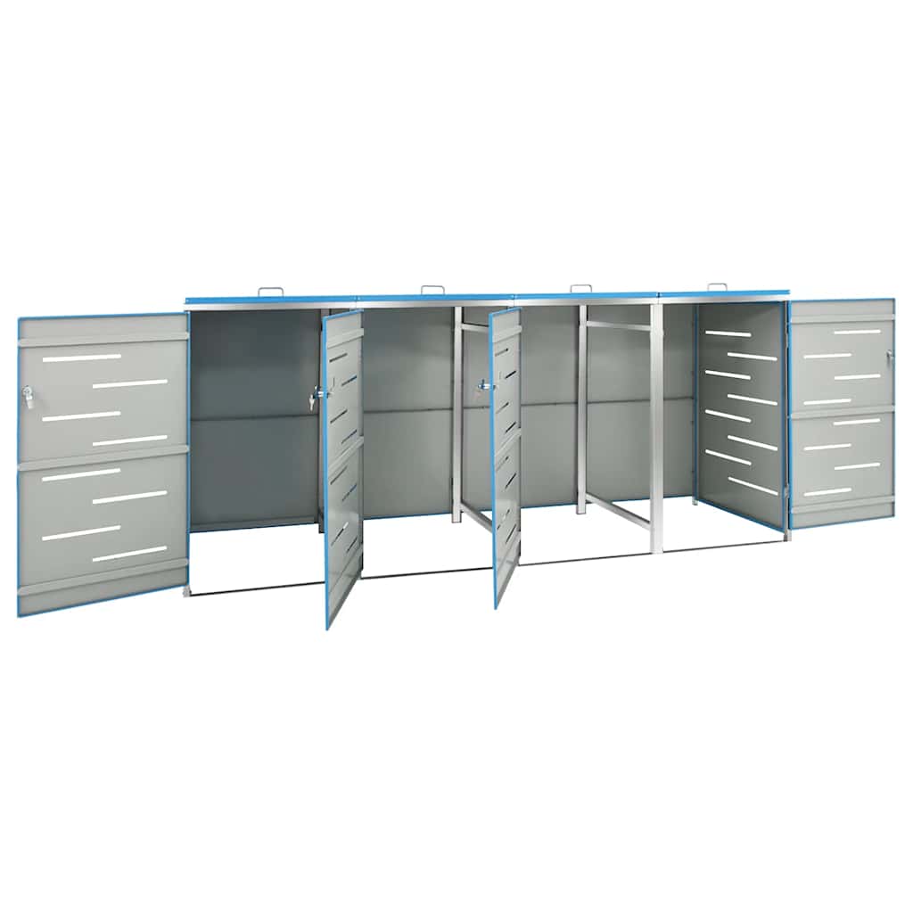 vidaXL Quadruple Wheelie Bin Shed 276.5x77.5x115 cm Stainless Steel 4