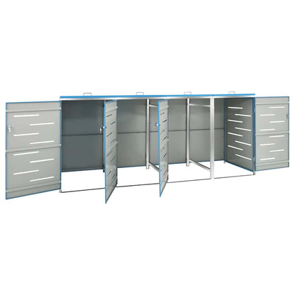 vidaXL Quadruple Wheelie Bin Shed 276.5x77.5x115 cm Stainless Steel 4