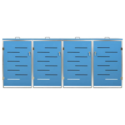 vidaXL Quadruple Wheelie Bin Shed 276.5x77.5x115 cm Stainless Steel 5
