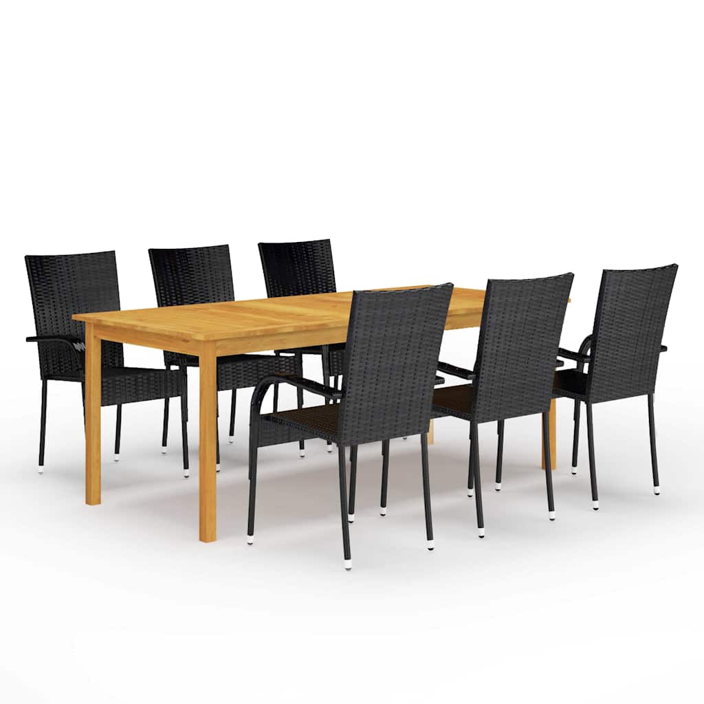 vidaXL 7 Piece Garden Dining Set Black 1