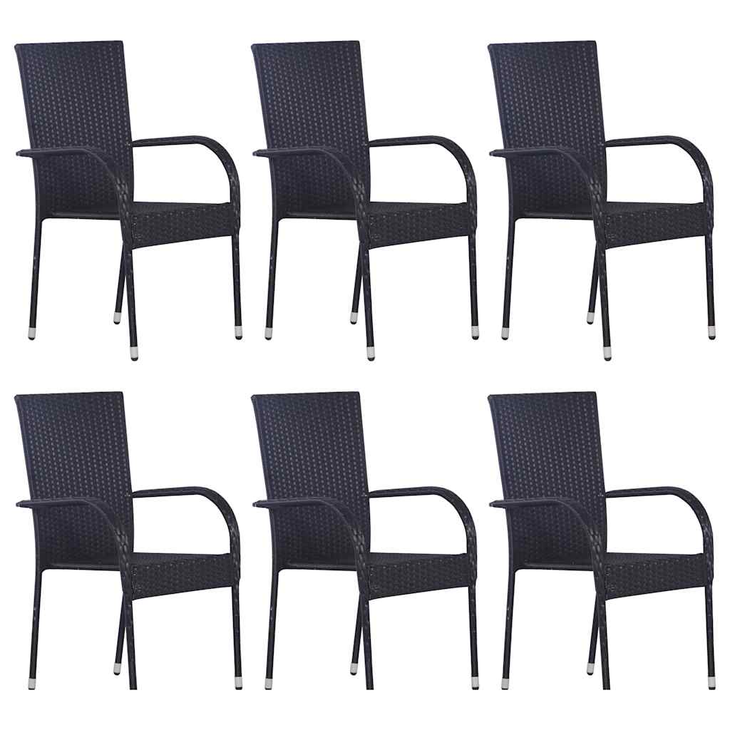 vidaXL 7 Piece Garden Dining Set Black 4