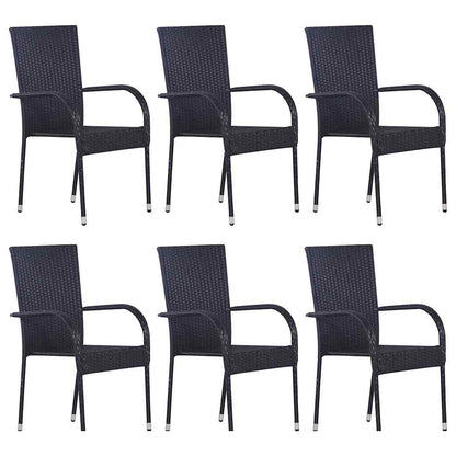 vidaXL 7 Piece Garden Dining Set Black 4