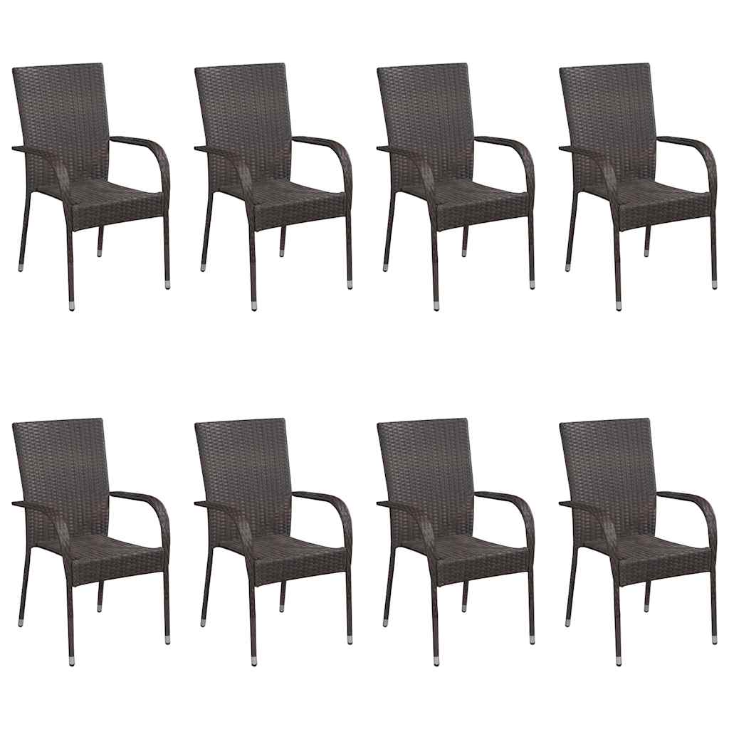 vidaXL 9 Piece Garden Dining Set Brown 5
