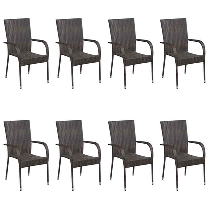 vidaXL 9 Piece Garden Dining Set Brown 5