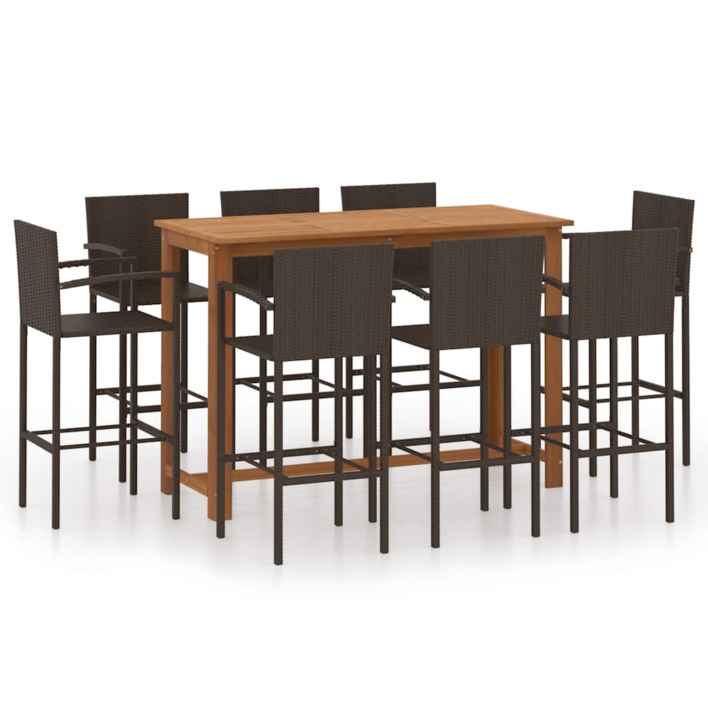 vidaXL 9 Piece Garden Bar Set Brown 2