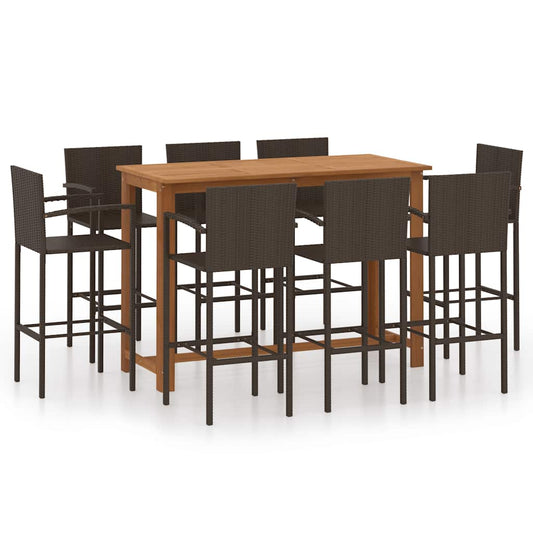 vidaXL 9 Piece Garden Bar Set Brown 2