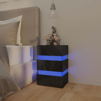 LED Bedside Cabinet 45x35x67 cm Engineered Wood High gloss black