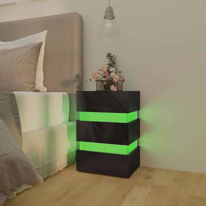 LED Bedside Cabinet 45x35x67 cm Engineered Wood High gloss black