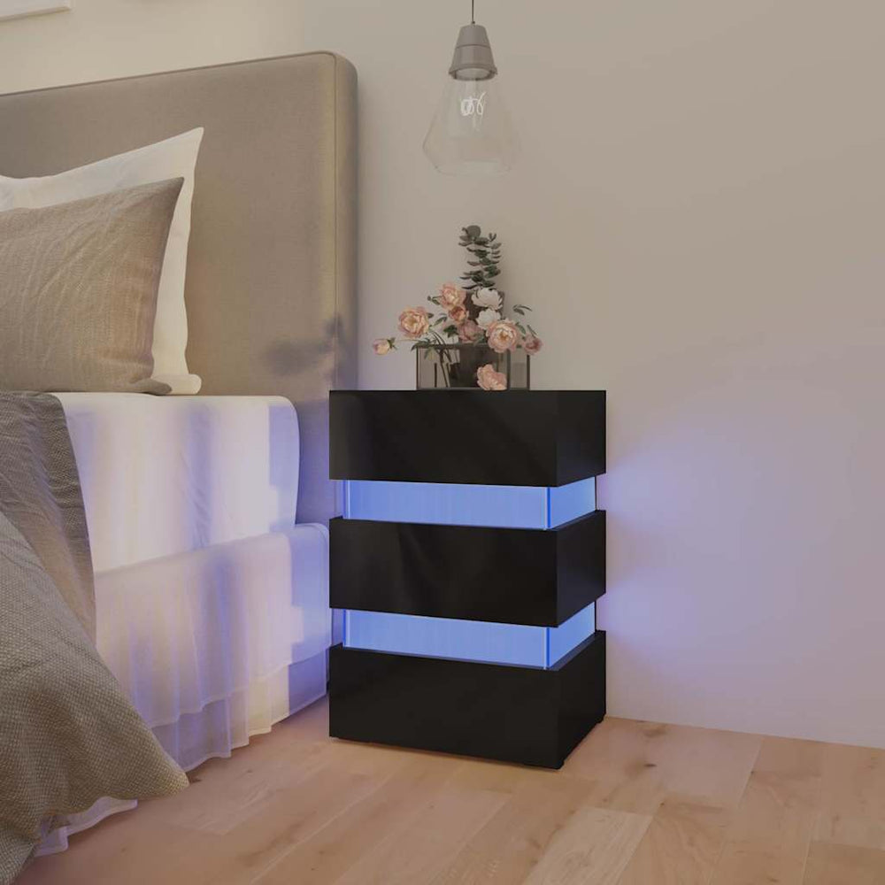 vidaXL LED Bedside Cabinet 45x35x67 cm Engineered Wood