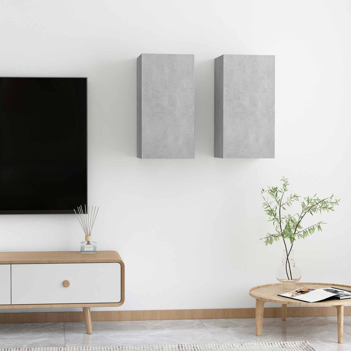 TV Cabinet Set 30.5x30x60 cm Engineered Wood 2 pcs Concrete grey