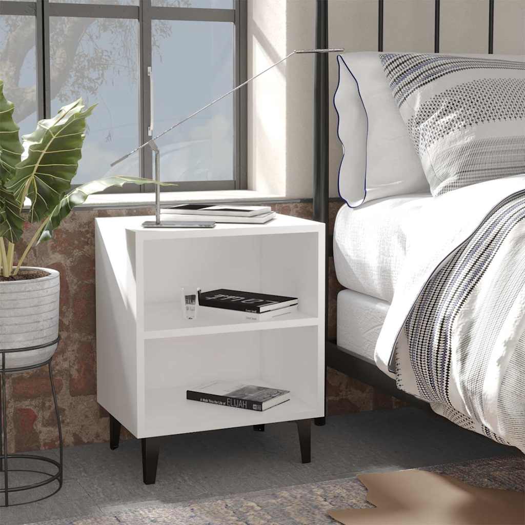 Bed Cabinets with Metal Legs 40x30x50 cm 2 pcs White