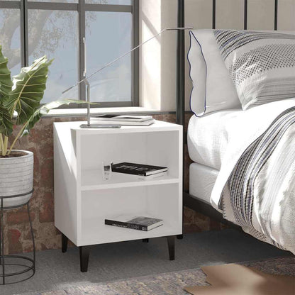 Bed Cabinets with Metal Legs 40x30x50 cm 2 pcs White