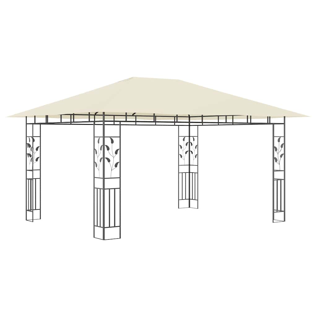 vidaXL Gazebo with Mosquito Net&LED String Lights 4x3x2,73 m Cream 5