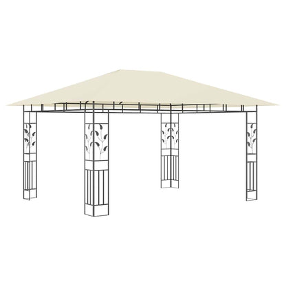 vidaXL Gazebo with Mosquito Net&LED String Lights 4x3x2,73 m Cream 5