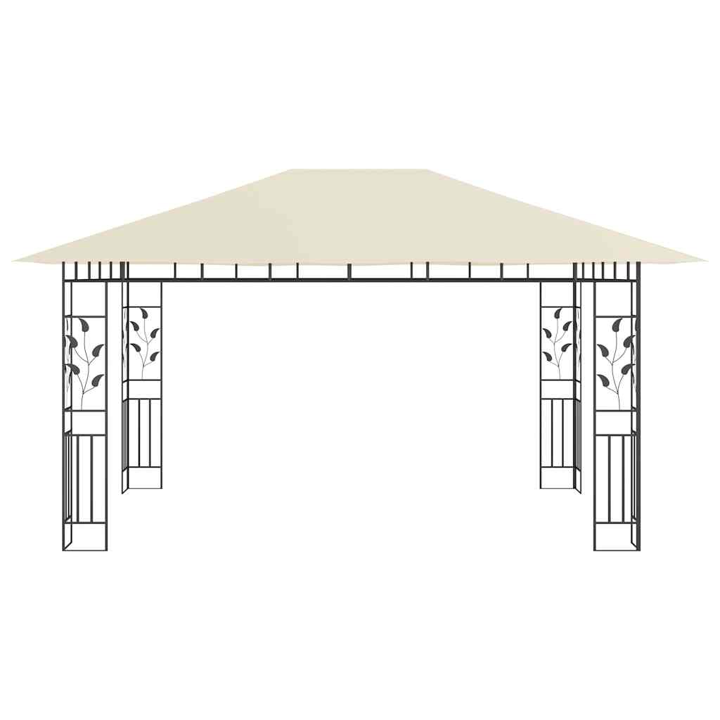 vidaXL Gazebo with Mosquito Net&LED String Lights 4x3x2,73 m Cream 6