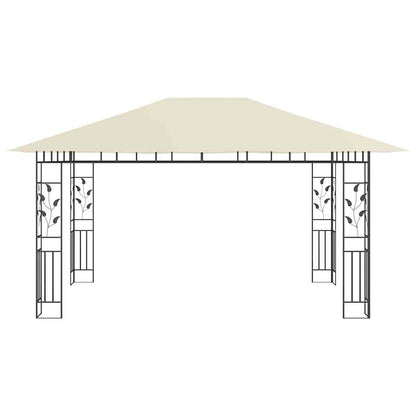 vidaXL Gazebo with Mosquito Net&LED String Lights 4x3x2,73 m Cream 6