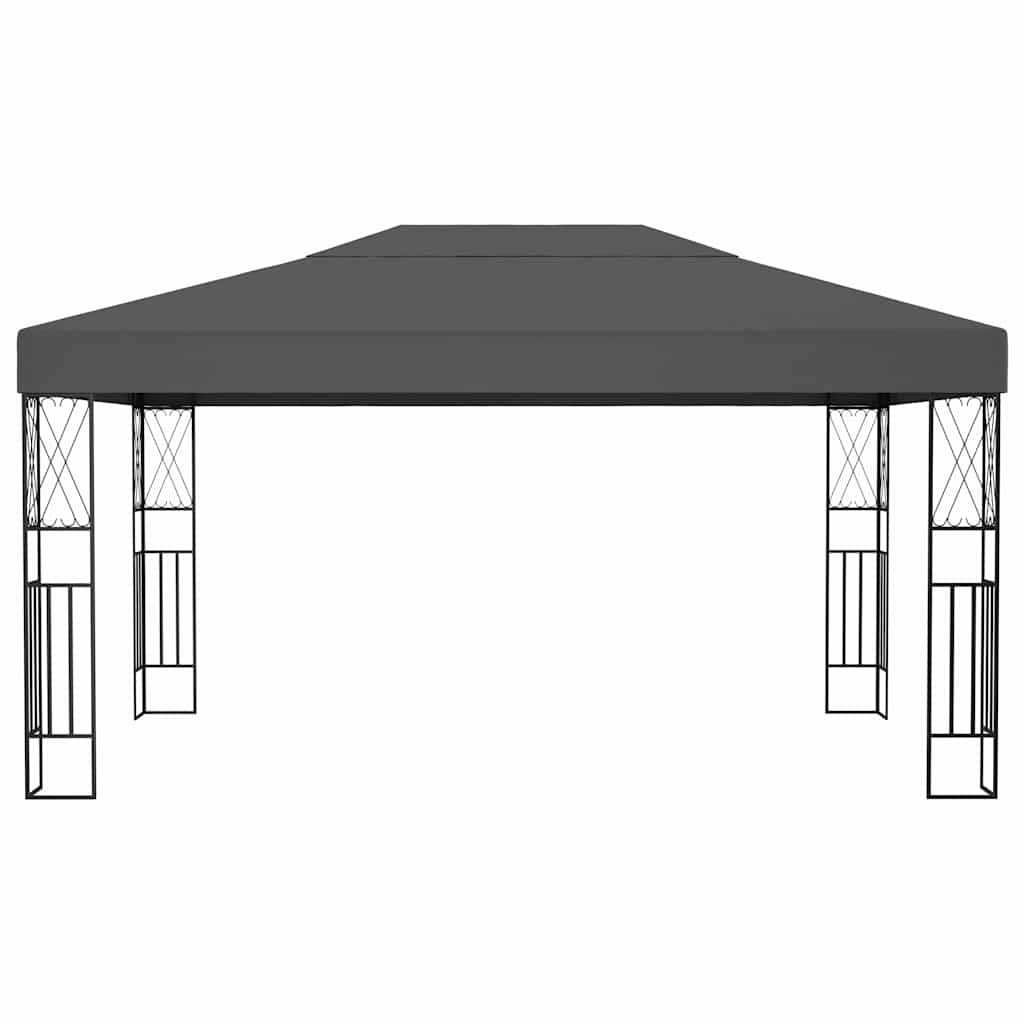Gazebo with LED String Lights Fabric Anthracite 3 x 4 m