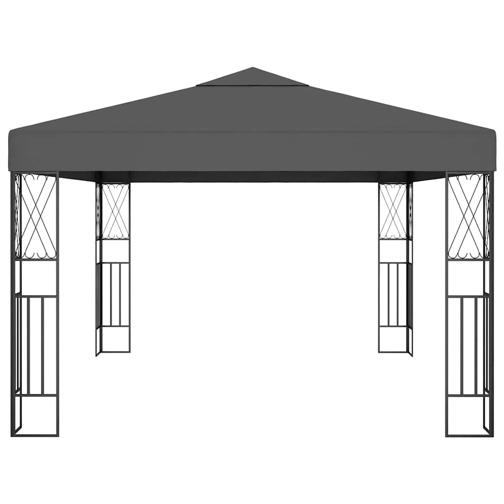 Gazebo with LED String Lights Fabric Anthracite 3 x 4 m