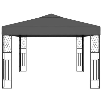 Gazebo with LED String Lights Fabric Anthracite 3 x 4 m