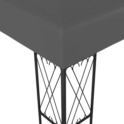 Gazebo with LED String Lights Fabric Anthracite 3 x 4 m