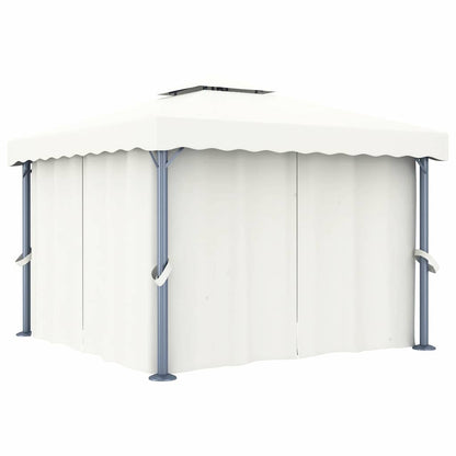 vidaXL Gazebo with Curtain&LED String Lights 3x3 m Cream White 3
