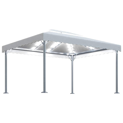 vidaXL Gazebo with LED String Lights 400x300 cm Cream Aluminium 2