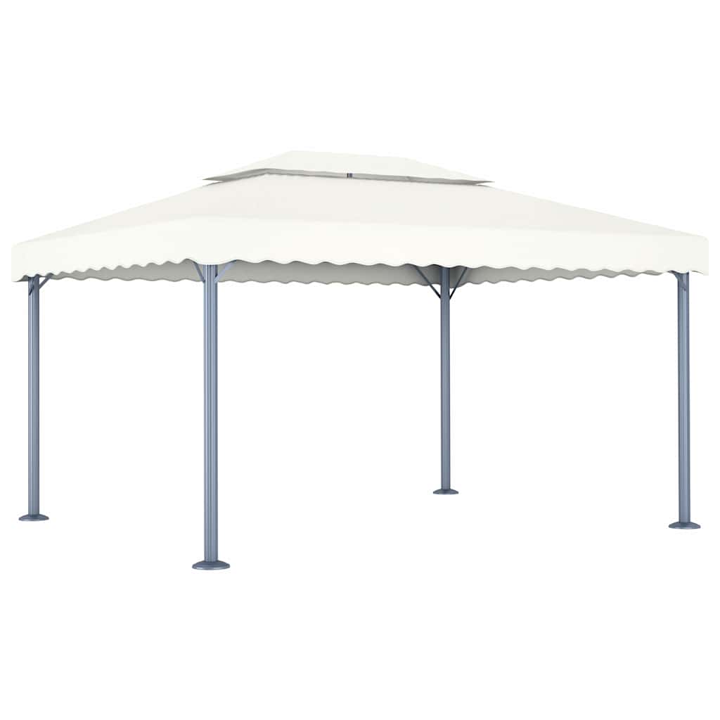 vidaXL Gazebo with LED String Lights 400x300 cm Cream Aluminium 3