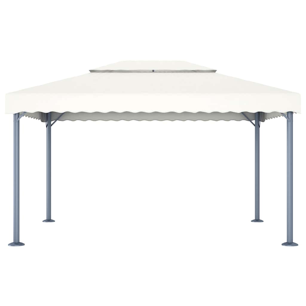 vidaXL Gazebo with LED String Lights 400x300 cm Cream Aluminium 4