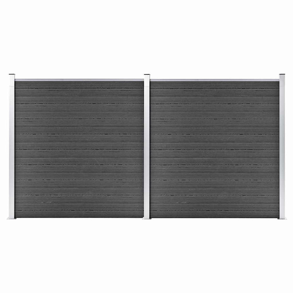 vidaXL Fence Panel Set WPC 353x186 cm Black