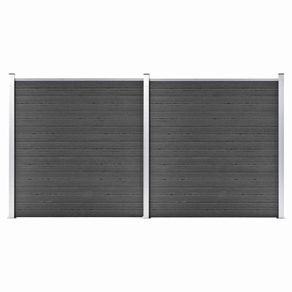 vidaXL Fence Panel Set WPC 353x186 cm Black 1