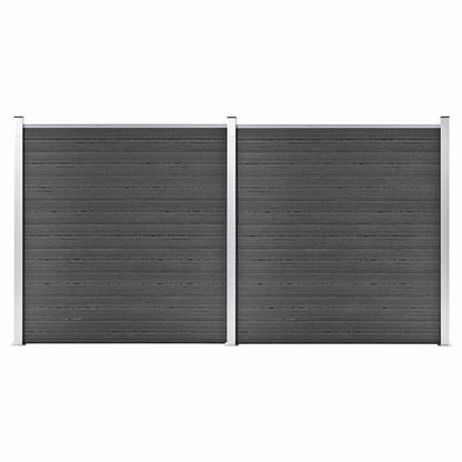 vidaXL Fence Panel Set WPC 353x186 cm Black 1