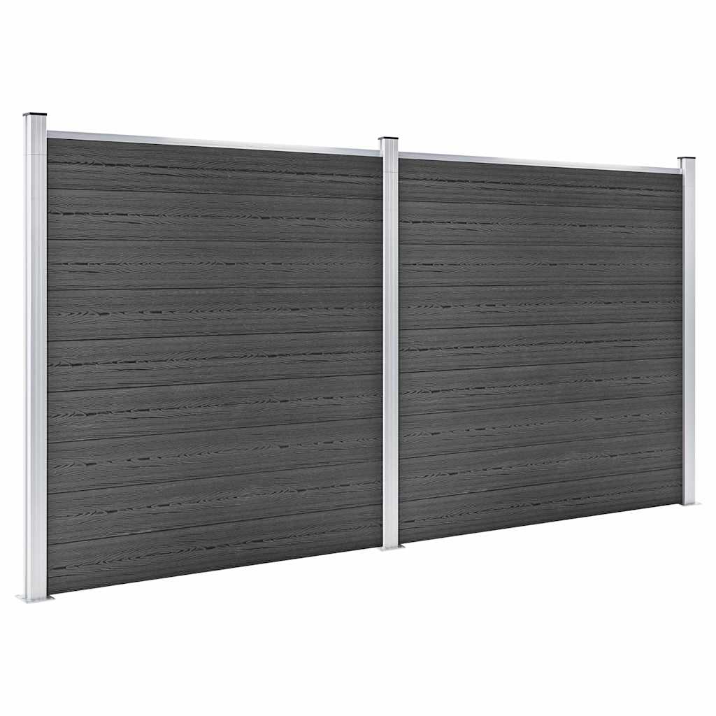 vidaXL Fence Panel Set WPC 353x186 cm Black 2