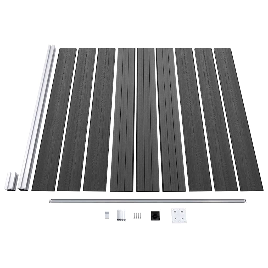 vidaXL Fence Panel Set WPC 353x186 cm Black 6