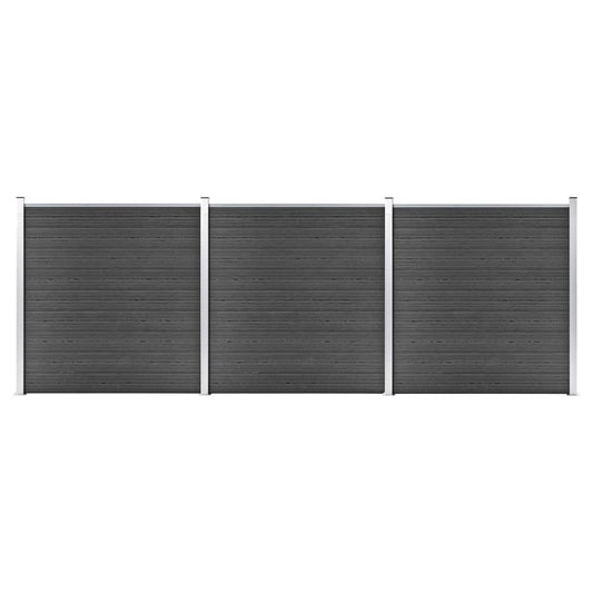 vidaXL Fence Panel Set WPC 526x186 cm Black