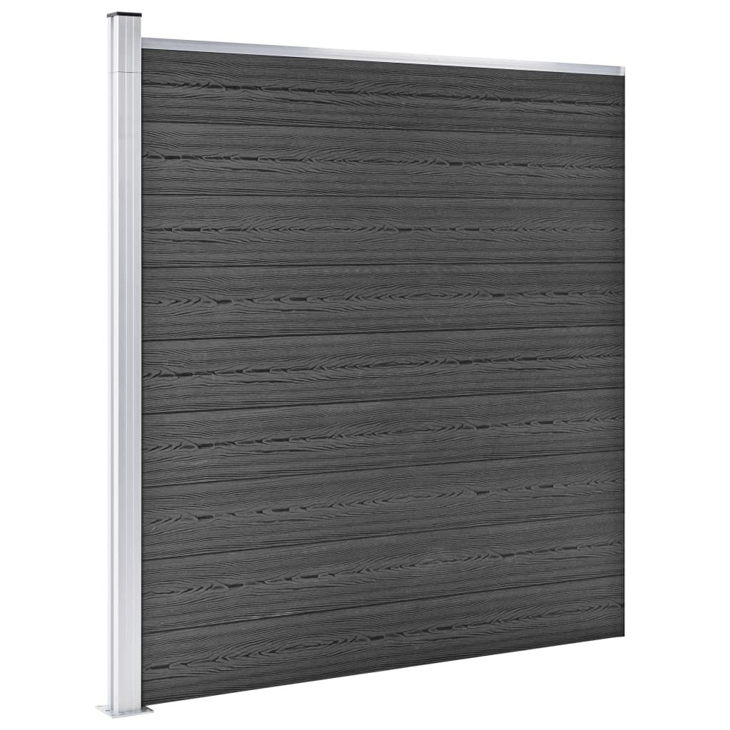 vidaXL Fence Panel Set WPC 526x186 cm Black