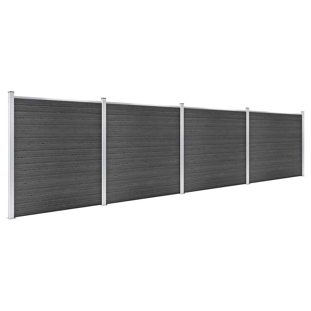 vidaXL Fence Panel Set WPC 699x186 cm Black 2